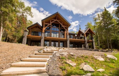 Stairs leading up to the home entrance from the lake side