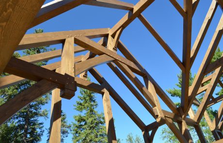 Home under construction, view of trusses