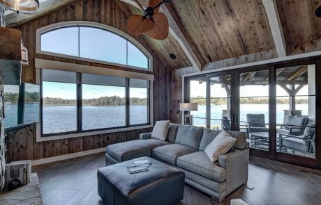 Living room with lake view