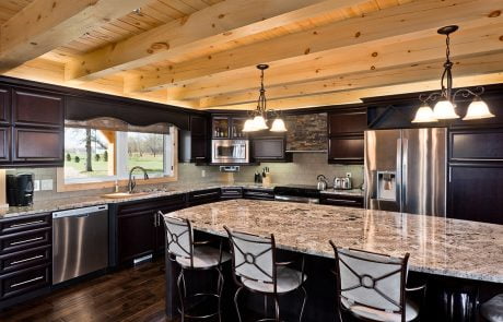 Kitchen with dark wood cabinets