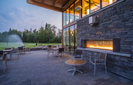 Falcon Lake Golf Course Clubhouse exterior at night