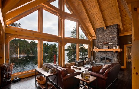 Living room with lake view